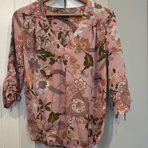 New York & Company Pink Floral Blouse